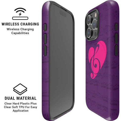 Purple Musical Notes iPhone 16 Pro Max Magsafe Impact Case