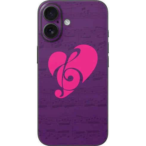 Purple Musical Notes iPhone 16 Skin