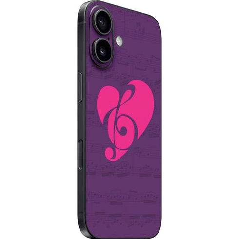 Purple Musical Notes iPhone 16 Skin