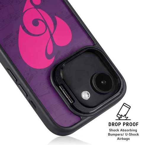 Purple Musical Notes iPhone 16e Kickstand Case