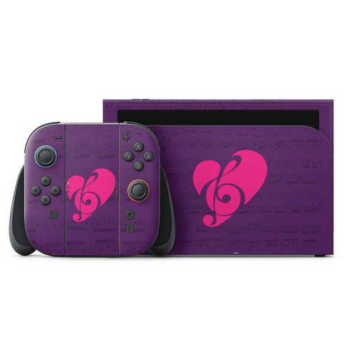 Purple Musical Notes Nintendo Switch 2 (2025) with Joy-Con Skin