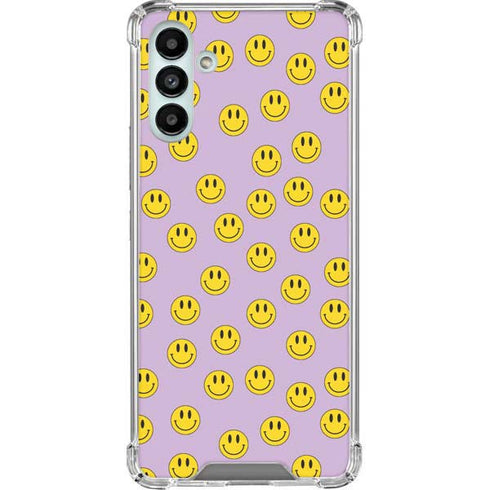 Purple Happy Face Pattern Galaxy A13 5G Clear Case