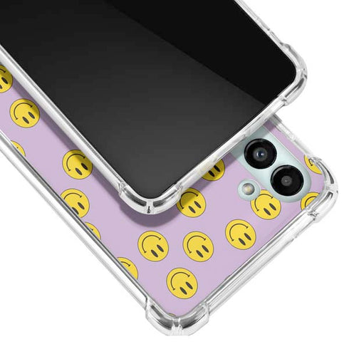 Purple Happy Face Pattern Galaxy A13 5G Clear Case