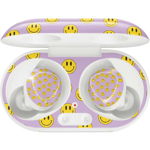 Purple Happy Face Pattern Galaxy Buds Plus Skin