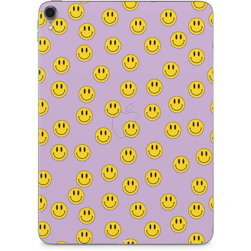 Purple Happy Face Pattern Apple iPad Pro Skin