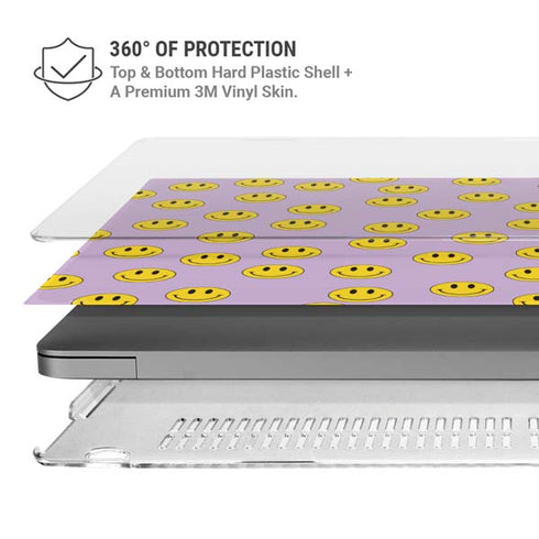 Purple Happy Face Pattern MacBook Pro 14in (2021-24) Case plus Skin