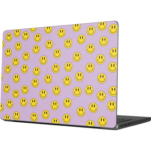 Purple Happy Face Pattern Apple MacBook Pro 14-inch Skin