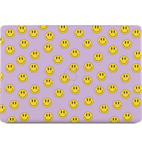 Purple Happy Face Pattern MacBook Skins
