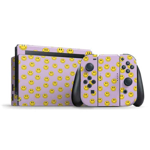 Purple Happy Face Pattern Nintendo Skins