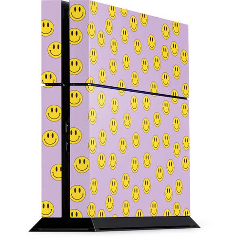 Purple Happy Face Pattern PlayStation PS4 Skins