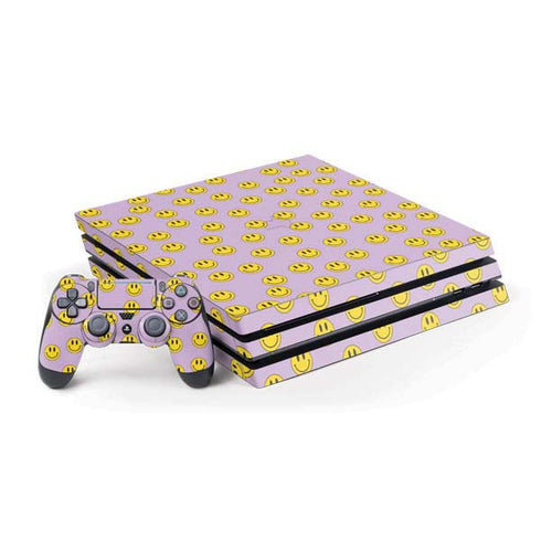 Purple Happy Face Pattern PlayStation PS4 Skins