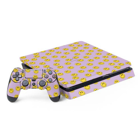 Purple Happy Face Pattern PlayStation PS4 Skins