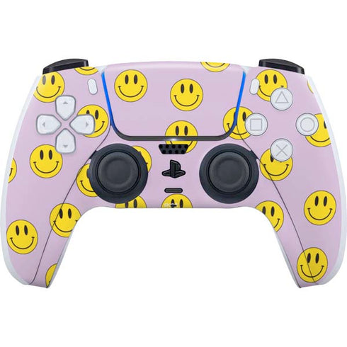 Purple Happy Face Pattern PlayStation PS5 Skins