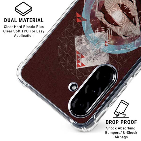 DC Comics Superman Purple Abstract Collage Galaxy A36 5G Clear Case