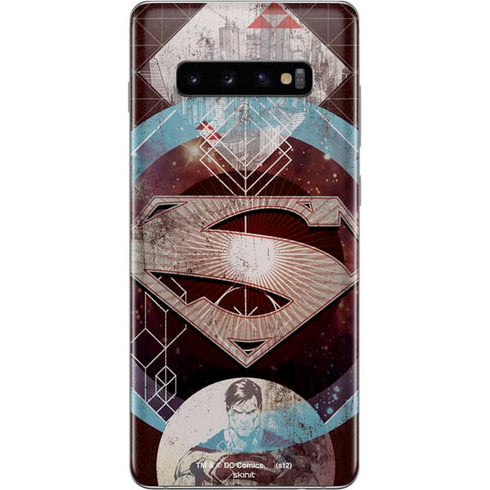 DC Comics Superman Purple Abstract Collage Galaxy S10 Plus Skin