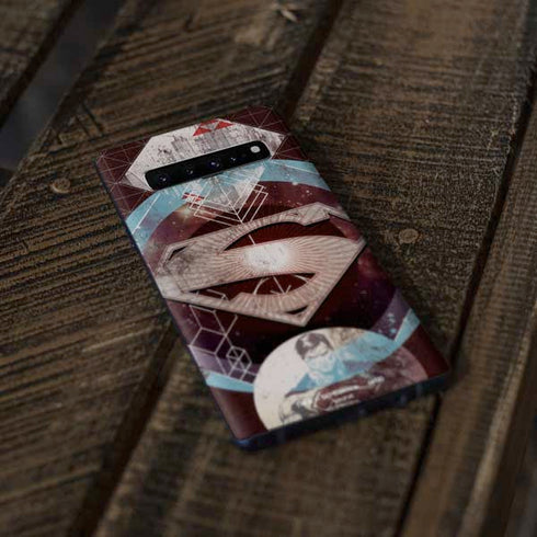 DC Comics Superman Purple Abstract Collage Galaxy S10 Skin