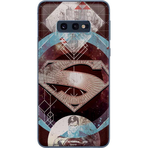 DC Comics Superman Purple Abstract Collage Galaxy S10e Skin