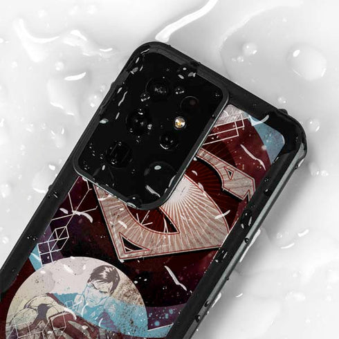 DC Comics Superman Purple Abstract Collage Galaxy S24 Ultra Waterproof Case