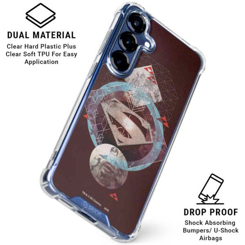 DC Comics Superman Purple Abstract Collage Galaxy S25 Clear Case