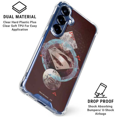 DC Comics Superman Purple Abstract Collage Galaxy S25 Plus Clear Case