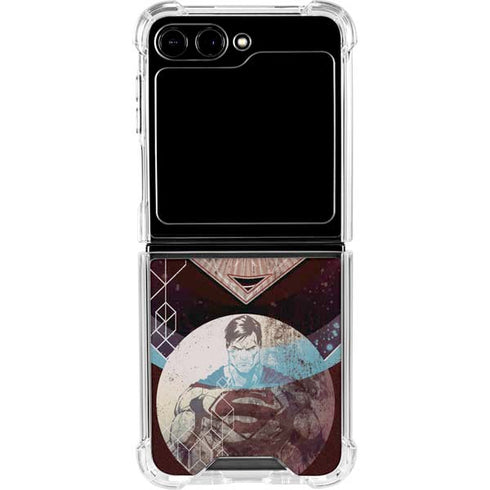 DC Comics Superman Purple Abstract Collage Galaxy Z Flip6 Clear Case
