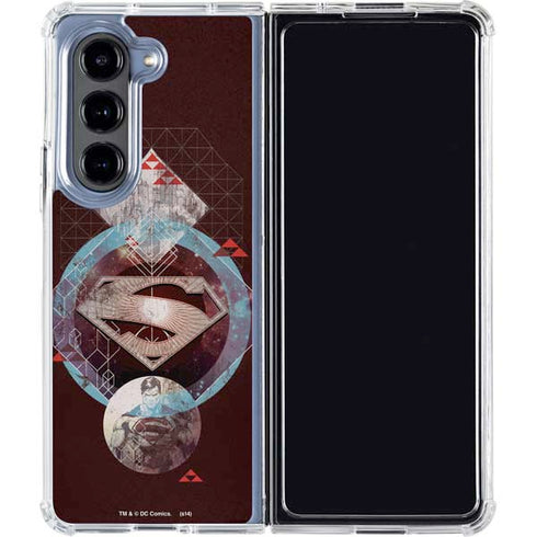DC Comics Superman Purple Abstract Collage Galaxy Z Fold5 5G Clear Case