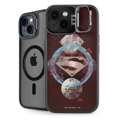 DC Comics Superman Purple Abstract Collage iPhone 14 Plus Kickstand Case