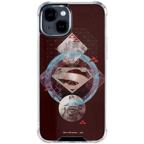 DC Comics Superman Purple Abstract Collage iPhone 15 Clear Case