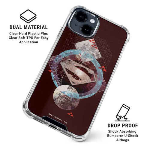 DC Comics Superman Purple Abstract Collage iPhone 15 Clear Case