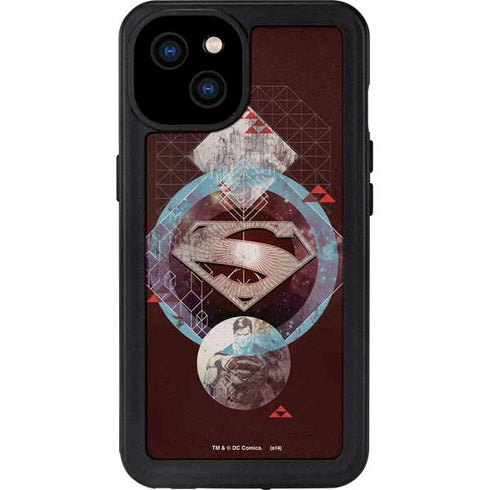 DC Comics Superman Purple Abstract Collage iPhone 15 Plus Waterproof Case