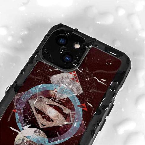 DC Comics Superman Purple Abstract Collage iPhone 15 Plus Waterproof Case