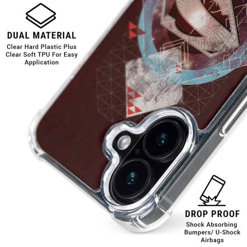 DC Comics Superman Purple Abstract Collage iPhone 16 Plus Clear Case