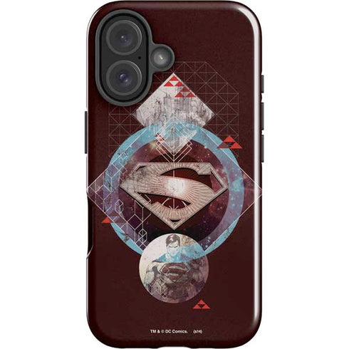 DC Comics Superman Purple Abstract Collage iPhone 16 Plus Impact Case