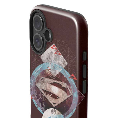 DC Comics Superman Purple Abstract Collage iPhone 16 Plus Impact Case