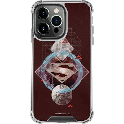 DC Comics Superman Purple Abstract Collage iPhone 16 Pro Clear Case