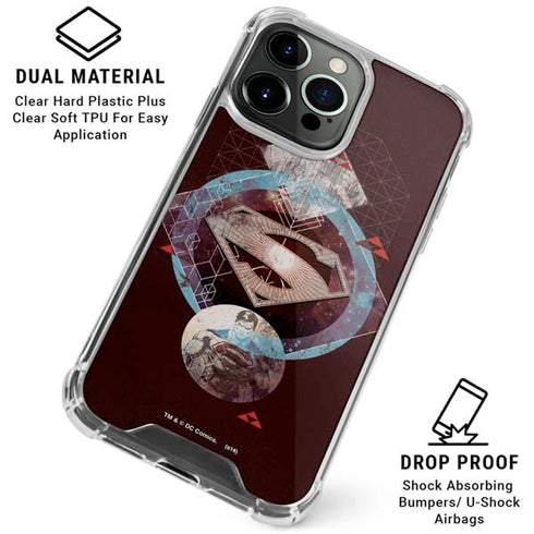 DC Comics Superman Purple Abstract Collage iPhone 16 Pro Clear Case