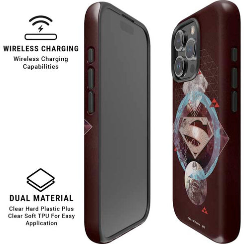 DC Comics Superman Purple Abstract Collage iPhone 16 Pro Max Magsafe Impact Case