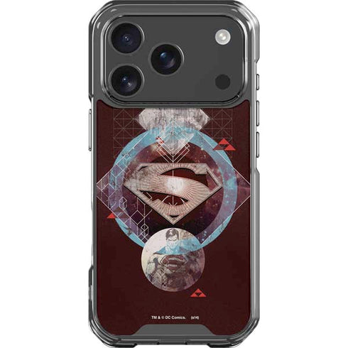 DC Comics Superman Purple Abstract Collage iPhone 18 Pro Clear Case