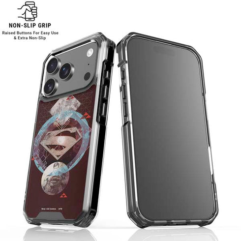 DC Comics Superman Purple Abstract Collage iPhone 18 Pro Clear Case