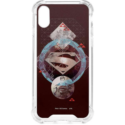 DC Comics Superman Purple Abstract Collage iPhone XS Clear Case
