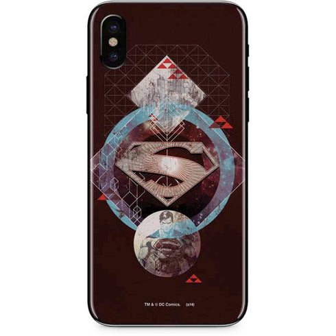 DC Comics Superman Purple Abstract Collage iPhone XS Skin