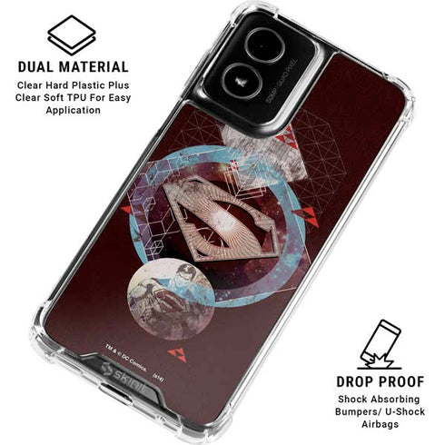 DC Comics Superman Purple Abstract Collage Moto G Power 5G (2024) Clear Case