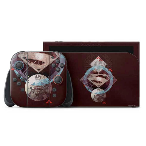 DC Comics Superman Purple Abstract Collage Nintendo Skins