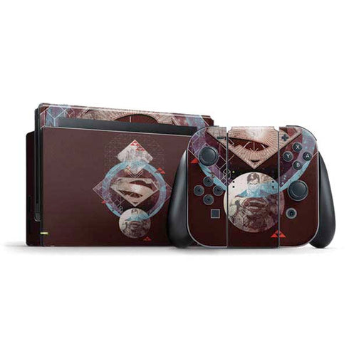 DC Comics Superman Purple Abstract Collage Nintendo Switch Bundle Skin