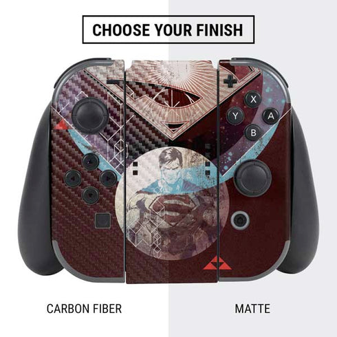 DC Comics Superman Purple Abstract Collage Nintendo Switch Bundle Skin