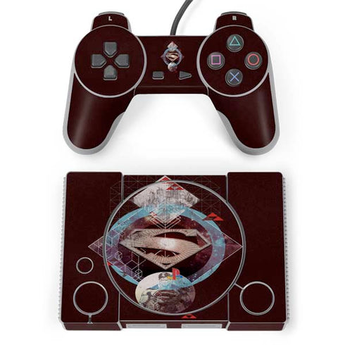DC Comics Superman Purple Abstract Collage PlayStation Classic Bundle Skin