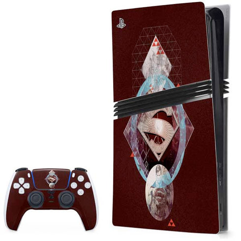 DC Comics Superman Purple Abstract Collage PS5 Pro Bundle Skin