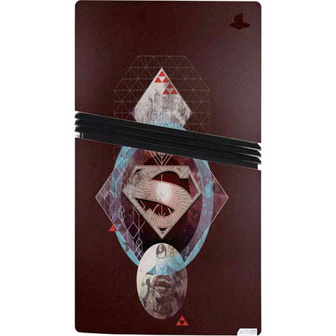 DC Comics Superman Purple Abstract Collage PS5 Pro Console Skin