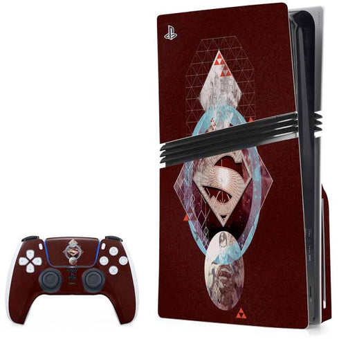 DC Comics Superman Purple Abstract Collage PS5 Pro Disk Bundle Skin