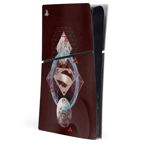 DC Comics Superman Purple Abstract Collage PS5 Slim Digital Edition Console Skin